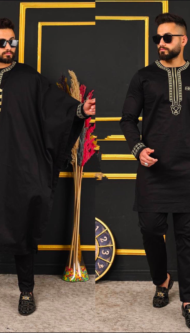 African Agbada Pants Shirt Embroidered Traditional Wedding Wear | 4 Colors