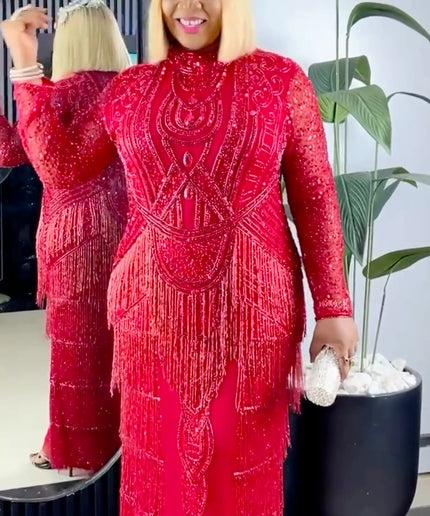 Fringe Embellished Party Dress | Birthday Party Anniversary Gala Prom Gown