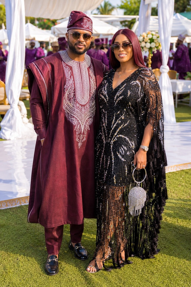 Dramatic Black Sequin Hand-Embellished Tassel Poncho Kaftan Dress for Wedding Guest Birthday Cocktail Dinner Party Black Tie Attire
