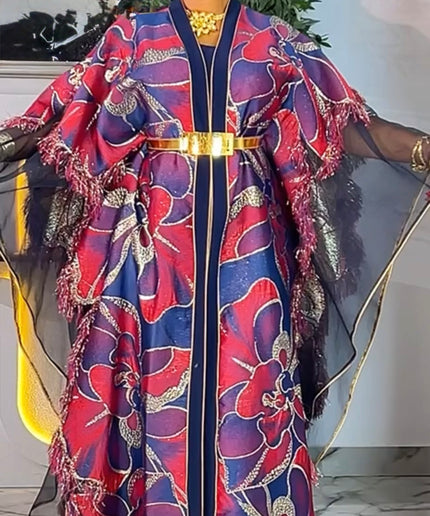 Luxury Purple Brocade Kaftan Dress 2-Piece Set, Formal Wedding Guest Mother of The Bride Graduation Church Gala Anniversary Plus Size