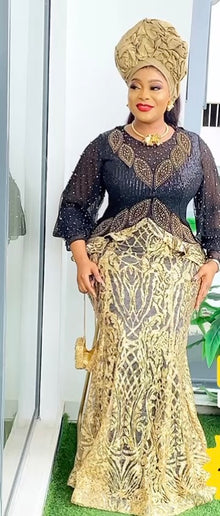 Sequin Embellished Peplum Maxi Dress