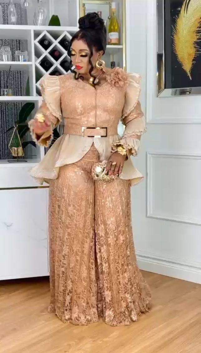 Classy Metallic Sequin Wide Leg Jumpsuit | Women's Fashion Birthday Party Wedding Guest