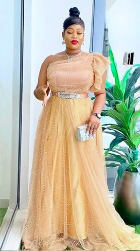 One Shoulder A-Line Gown Mother of The Bride Curvy, Summer Wedding Guest Maxi Dress, Birthday Photoshoot Bridal Reception Gala Ball Gown