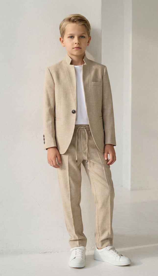 Boys' Sporty Suit 3-Piece Set, Blazer White T-Shirt & Pants: Graduation Outfit, Wedding, Birthday Party Photoshoot Formal Special Occasion