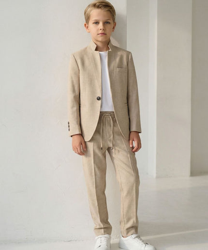 Boys' Sporty Suit 3-Piece Set, Blazer White T-Shirt & Pants: Graduation Outfit, Wedding, Birthday Party Photoshoot Formal Special Occasion
