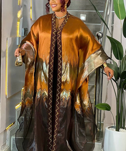 Classy Blue Brocade Rhinestone Kaftan Dress, African Bubu Wedding Attire Engagement Ceremony Church Gala Anniversary Birthday Party 2-Piece Outfit