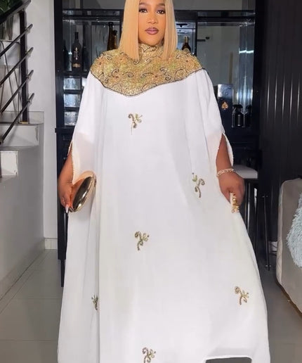 White Embellished Tassel Kaftan Gown for Wedding Guest Dress Mother of The Bride Birthday Party Engagement Ceremony Cocktail Reception