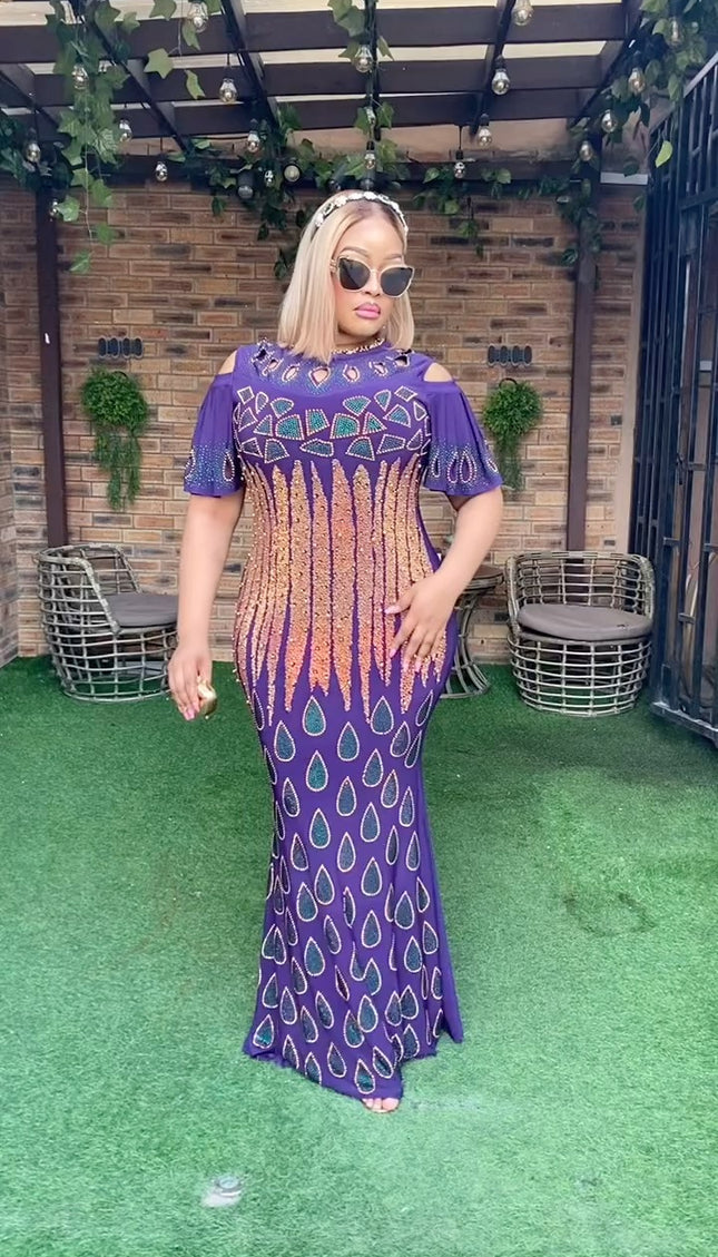 Bling Kaftan Dress Stretches Floor Length Maxi