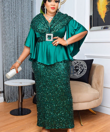 Sequin Embellished Maxi Dress | African Wedding Guest Engagement Anniversary Mother of The Bride