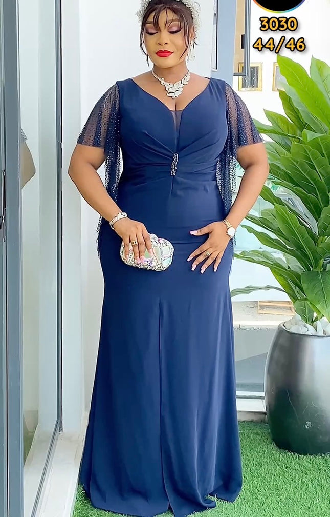 Rhinestone Sleeve Evening Maxi Gown | Birthday Party Wedding Guest Gala Anniversary Mother of The Bride