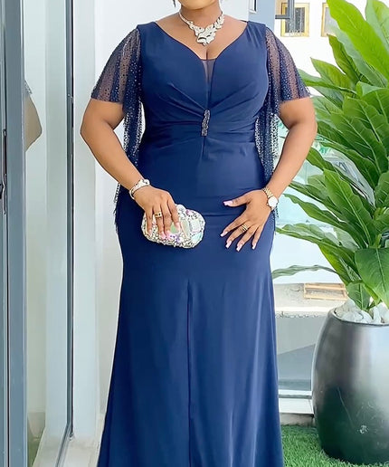 Rhinestone Sleeve Evening Maxi Gown | Birthday Party Wedding Guest Gala Anniversary Mother of The Bride