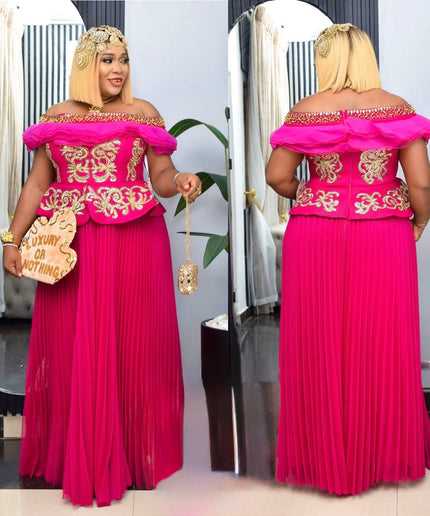 Black Off-Shoulder Embellished Pleated Twirl A-Line Dress: Wedding Guest Attire Engagement Ceremony Birthday Photoshoot