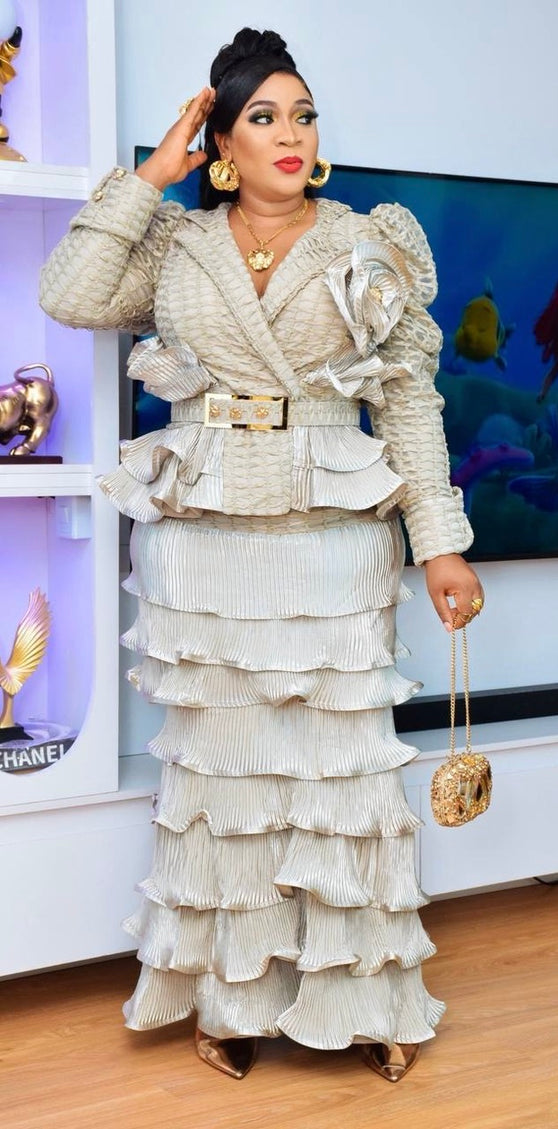 Dramatic Waterfall Ruffle Peplum White Dress for Wedding Guest Mother of The Bride or Groom  Birthday Party Dinner Cocktail Engagment Ceremony