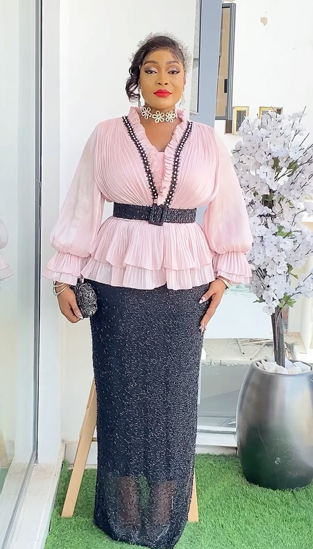 Ruffle Beaded Embellished Dress | Mother of The Bride Wedding Guest Fashion Celebration Graduation