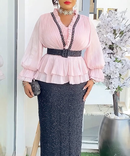 Ruffle Beaded Embellished Dress | Mother of The Bride Wedding Guest Fashion Celebration Graduation