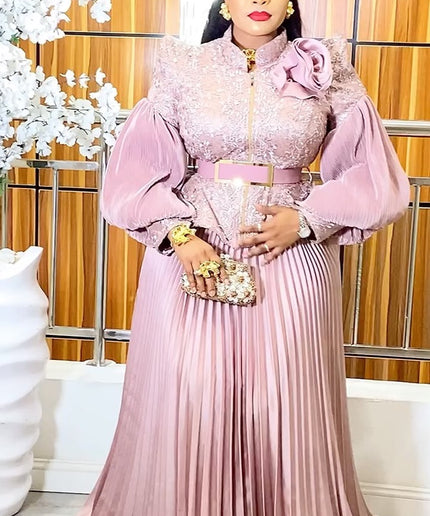 Bishop Sleeve Pleated A-Line Blouse and Skirt | Wedding Guest Birthday Party Gala