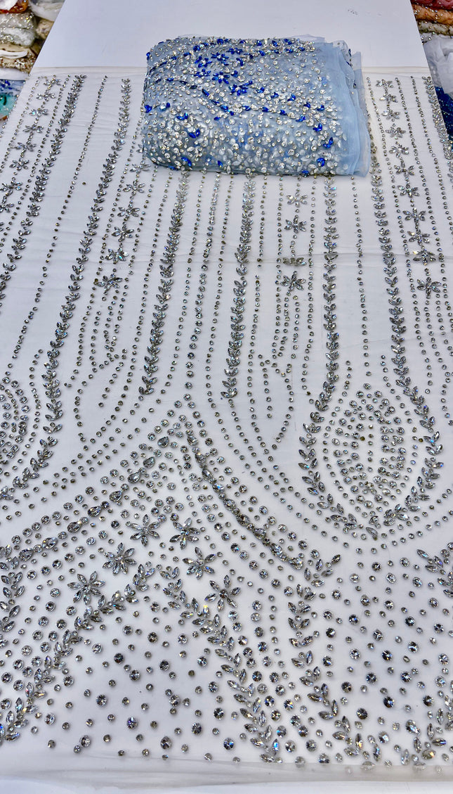 Swarovski Crystal Hand Beaded Fringe Fabric Dressmaking Wedding Dress Bridal Evening Gown Pageant Birthday Party Prom Dress