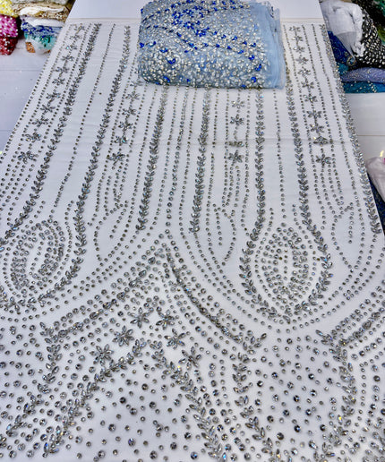 Swarovski Crystal Hand Beaded Fringe Fabric Dressmaking Wedding Dress Bridal Evening Gown Pageant Birthday Party Prom Dress