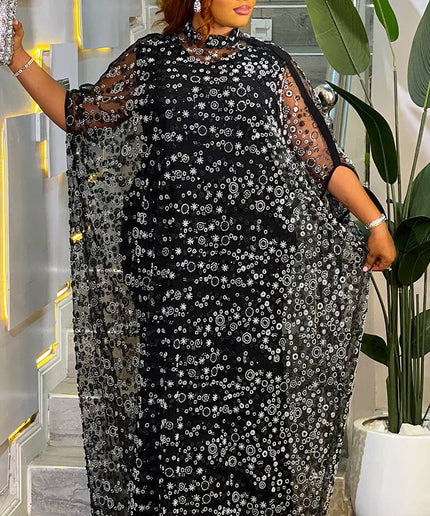 Sparkly Gold Kaftan Dress, African Bubu Wedding Guest Attire, Birthday Party Dinner Outfit