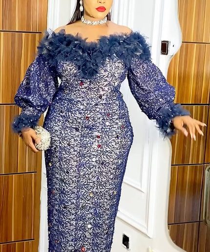 Off-Shoulder Embellished Ruffle Maxi Dress | Anniversary Pageant Wedding Guest Gala