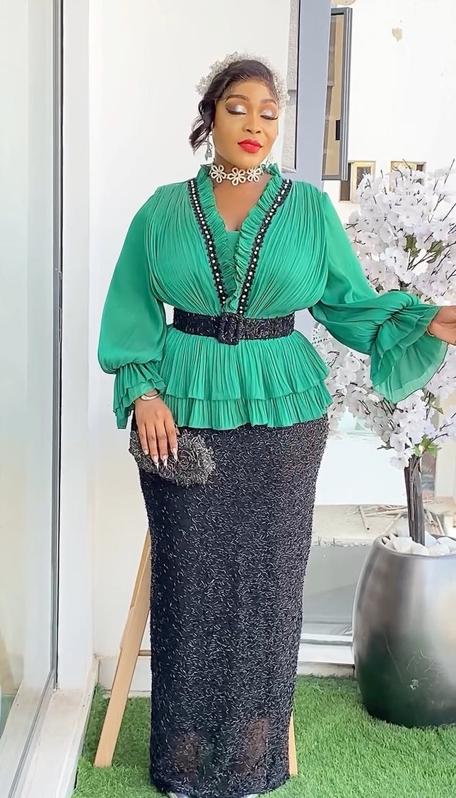 Ruffle Beaded Embellished Dress | Mother of The Bride Wedding Guest Fashion Celebration Graduation