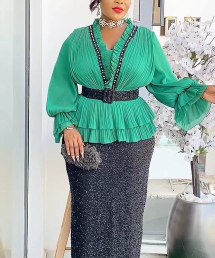 Ruffle Beaded Embellished Dress | Mother of The Bride Wedding Guest Fashion Celebration Graduation
