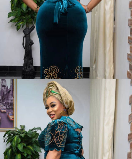 Green Embellished Corset Maxi Dress for African Wedding Guest Nigerian Engagement Ceremony Birthday Photoshoot Dinner Party Reception