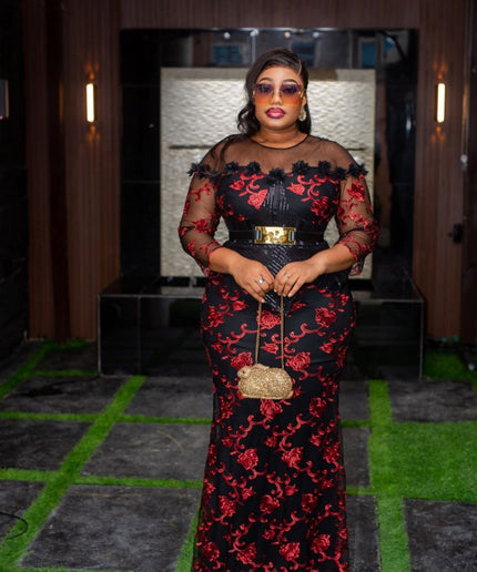 Black Sequin Embroidered Mother of The Bride Dress Plus Size Wedding Guest Mermaid Gown Cocktail Photoshoot Birthday