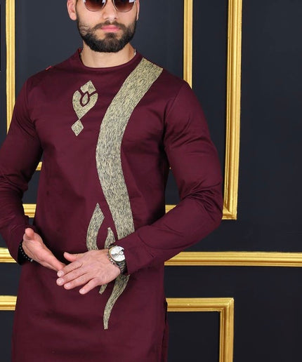 African Men's Clothing White Cotton Embroidered Shirt & Pants | Wedding Groom, Groomsmen, Guest Birthday Party