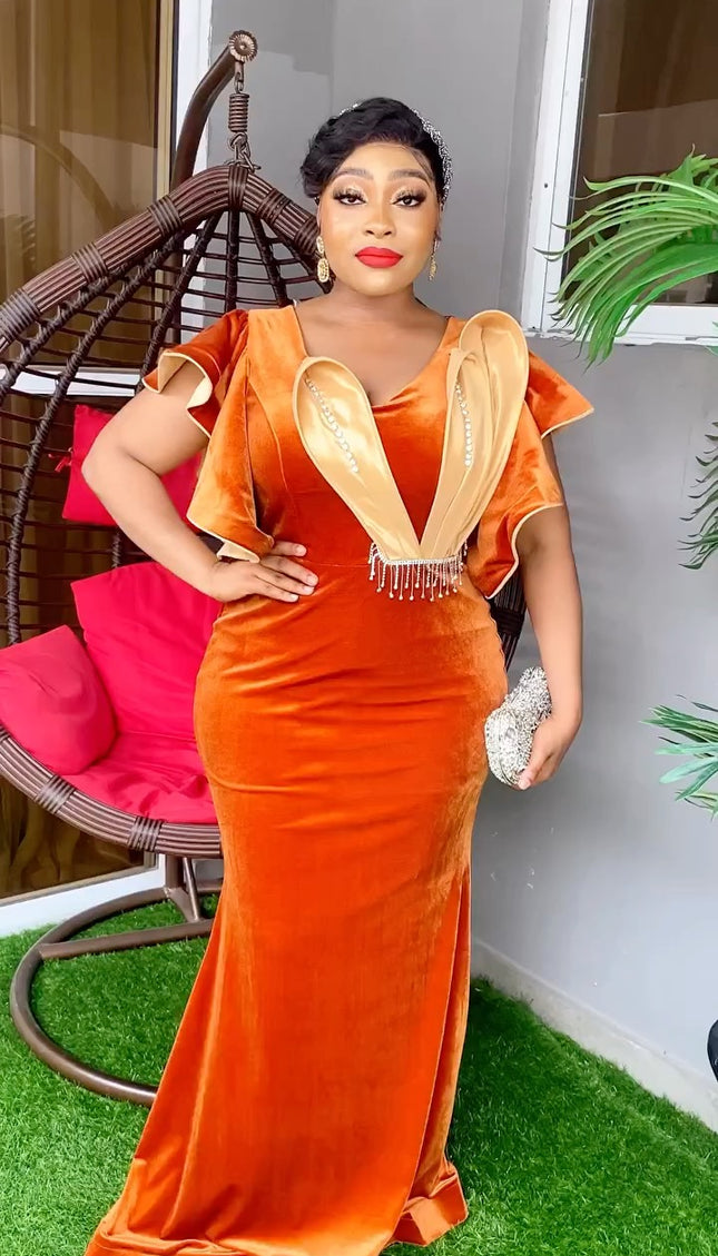 Pumpkin Spice Embellished Maxi Dress