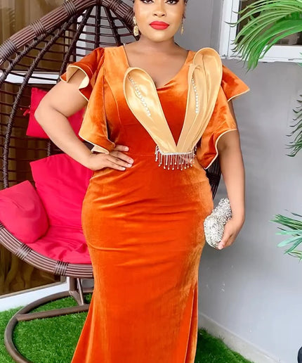 Pumpkin Spice Embellished Maxi Dress