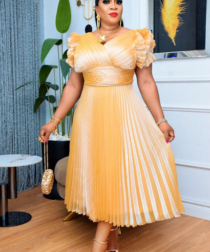 Ruffle Sleeve Pleated Dress | Prom Birthday Party Photoshoot Graduation