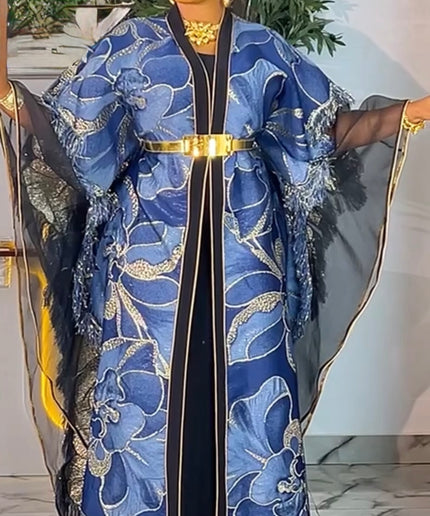 Luxury Purple Brocade Kaftan Dress 2-Piece Set, Formal Wedding Guest Mother of The Bride Graduation Church Gala Anniversary Plus Size