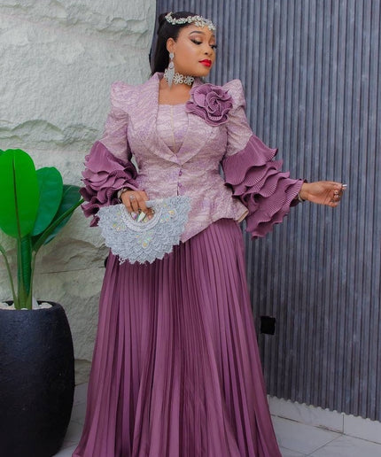 Dramatic Sleeve Top and Pleated Skirt | Mother of The Bride Graduation Celebration Wedding Guest