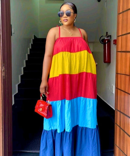 Colorful Spaghetti Strap Cotton Summer Party Maxi Dress: Wedding Birthday Dinner Casual Photoshoot Cocktail Ladies Night Outfit
