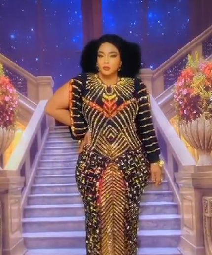 Black Embellished Kaftan Slit Sleeve - Wedding Guest Birthday Party Mother of The Bride Cocktail Graduation