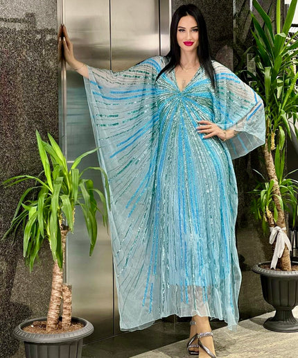Sparkly Sequin Embellished Kaftan, Rich Aunty Bubu African Wedding Guest Dress Nigerian Party Attire,