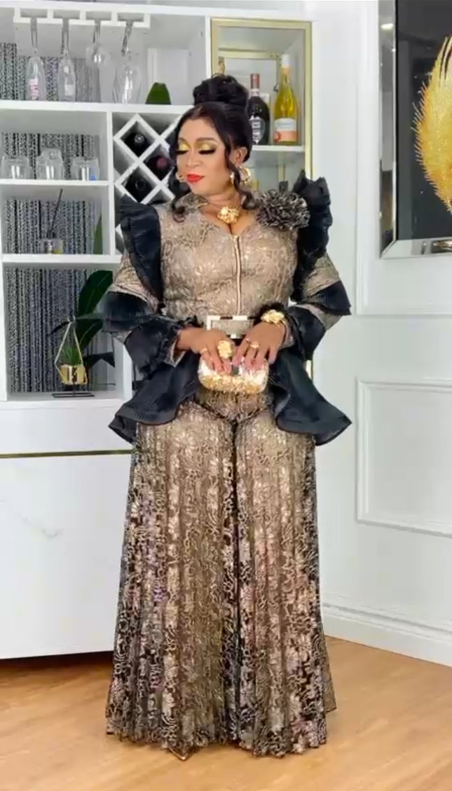 Classy Metallic Sequin Wide Leg Jumpsuit | Women's Fashion Birthday Party Wedding Guest