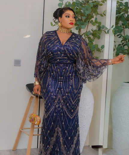Black Embellished Cape Sleeve Maxi Dress, Beaded Formal Evening Attire: Mother of The Bride Wedding Cocktail Party