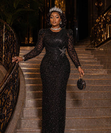 Burgundy Bead-Embellished Structured Mermaid Gown Formal Evening Wear for Mother of The Bride Wedding Guest Dress Birthday Celebrant Party Outfit