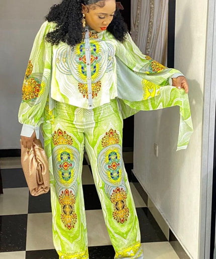 Free Flowing Viscose Embellished Blouse and Wide Leg Pants