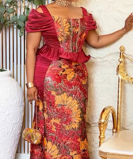 Sexy Cold Shoulder Peplum Orange Maxi Dress Wedding Guest Birthday Party Cocktail Dinner Gala Anniversary