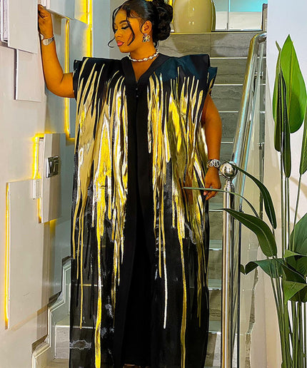 Classy Kaftan Dress 2-Piece Set, Mikado Metallic Brocade Bubu African Wedding Guest Attire Engagement Ceremony Birthday Party Dinner Celebrant Photos Plus Size