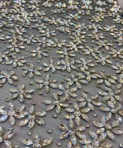 Swarovski Crystal Hand Beaded Fabric Dressmaking  Wedding Evening Gown Pageant Birthday Party Prom Dress