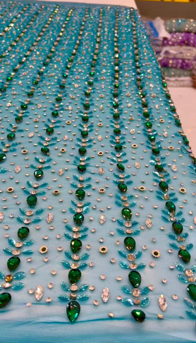 Swarovski Crystal Hand-Beaded Fabric Dressmaking | Wedding Evening Gown Birthday Pageant Prom Dress