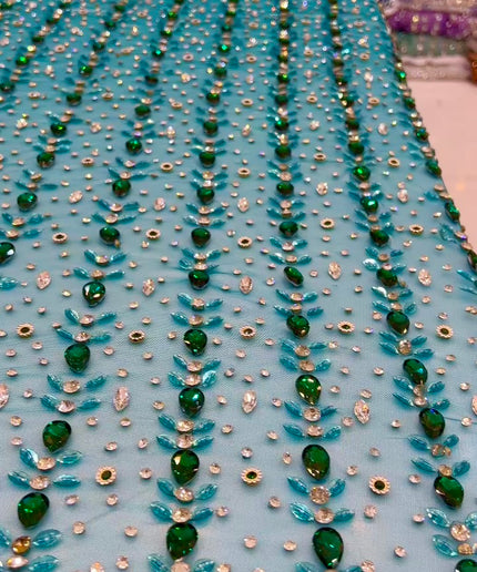 Swarovski Crystal Hand-Beaded Fabric Dressmaking | Wedding Evening Gown Birthday Pageant Prom Dress