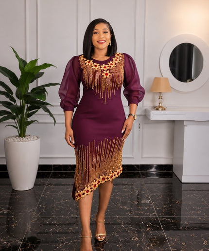 Purple Rhinestone Asymmetrical Midi Dress for Party Summer Wedding Guest Cocktail Dinner Birthday Reception