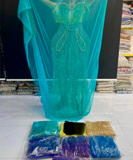 Swarovski Crystal Hand Beaded Panel Dress | Wedding Prom Birthday Celebrant Party Dressmaking
