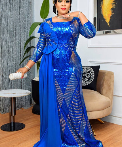 Fabulous Sequin Draped Mermaid Dress | Mother of The Bride Wedding Guest Photoshoot Party Birthday