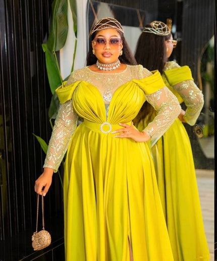 Off The Shoulder Sequin Wedding Guest Dress, Plus Size A-Line Gown